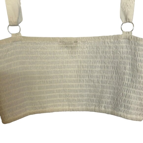 Love Tree White Eyelet Adjustable Strap Cropped Babydoll Cotton Top Size M - Picture 5 of 8